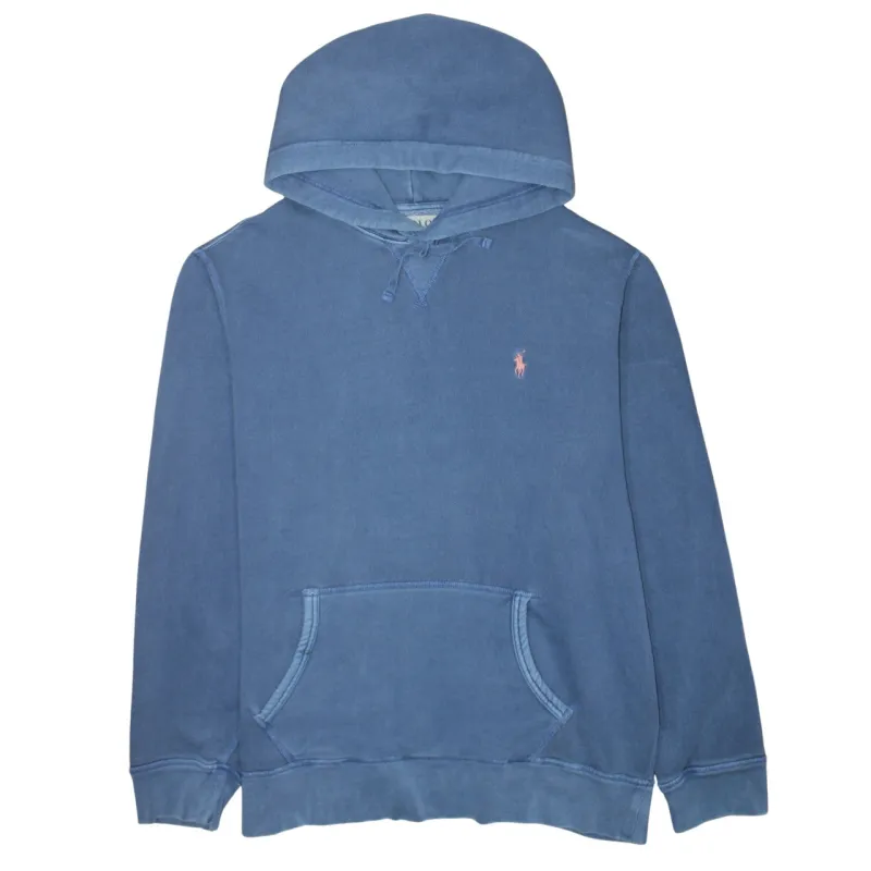 Polo Ralph Lauren Blue Hoodie Men's Large Embroidered Pony Logo Front Pocket Pullover Sweatshirt sold by Vintage Club