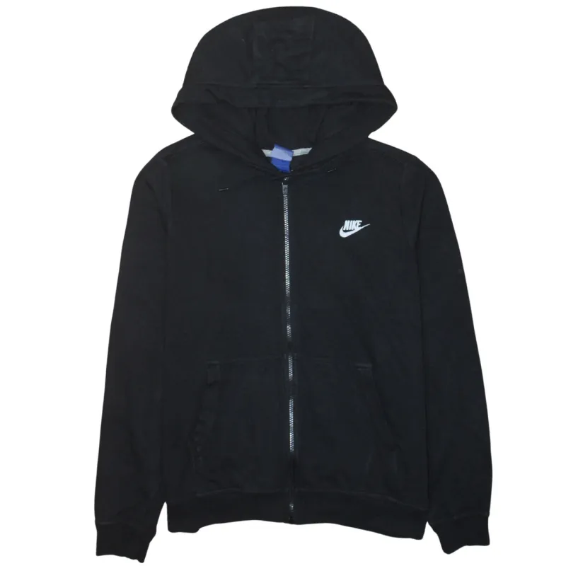 Nike Black Zip Hoodie Women’s XLarge Printed Swoosh Logo Split Pocket Casual Sweatshirt sold by Vintage Club