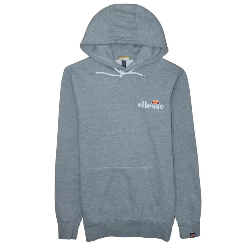 Ellesse Grey Hoodie Women’s Small Embroidered Chest Logo Drawstring Hood Front Pocket Sweatshirt made by Ellesse