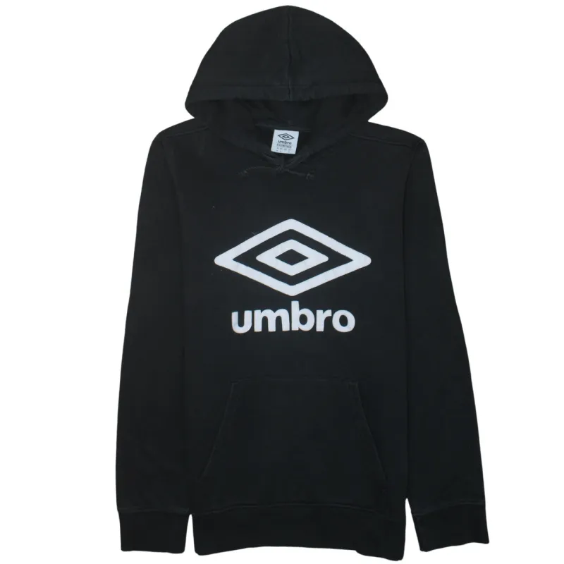 Umbro Black Hoodie Women’s Medium Printed Logo Drawstring Hood Front Pocket Sweatshirt sold by Vintage Club