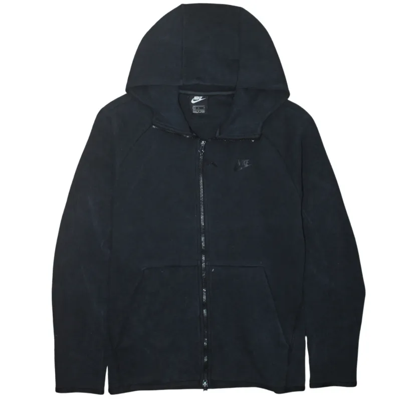 Nike Black Full Zip Hoodie Men's Large Embroidered Chest Logo Split Pocket Sweatshirt sold by Vintage Club