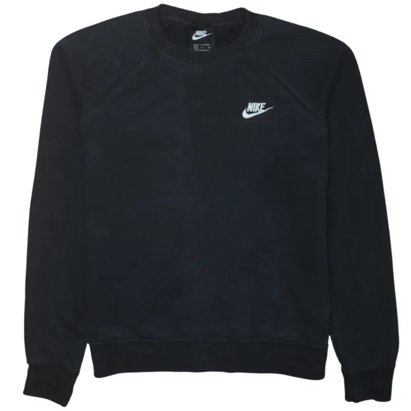 Nike Black Sweatshirt Men's Small Embroidered Swoosh Logo Crewneck Pullover Fleece Top sold by Vintage Club