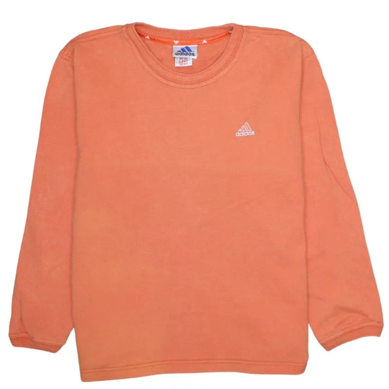 Adidas Peach Orange Sweatshirt Men's Medium Embroidered Chest Logo Crewneck Pullover Top made by Adidas