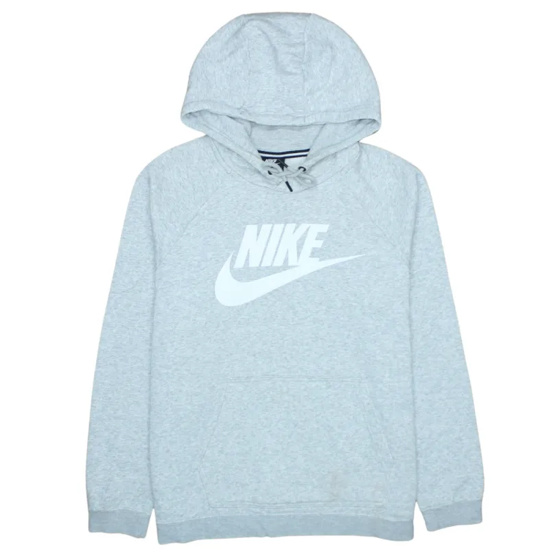 Nike Light Grey Hoodie Women's Large Printed Logo Front Pocket Pullover Sweatshirt sold by Vintage Club