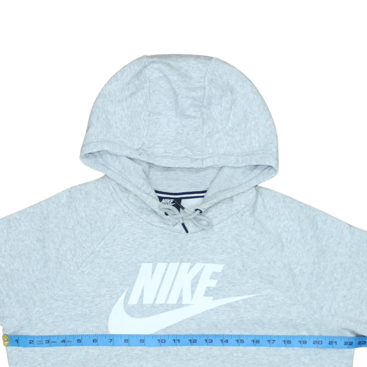 Nike Light Grey Hoodie Women's Large Printed Logo Front Pocket Pullover Sweatshirt sold by Vintage Club product image thumbnail 5