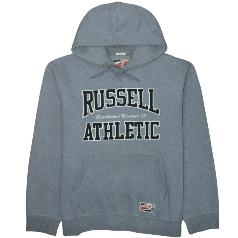 Russell Athletic Grey Hoodie Women’s 2XL Printed Logo Front Pocket Pullover Sweatshirt sold by Vintage Club