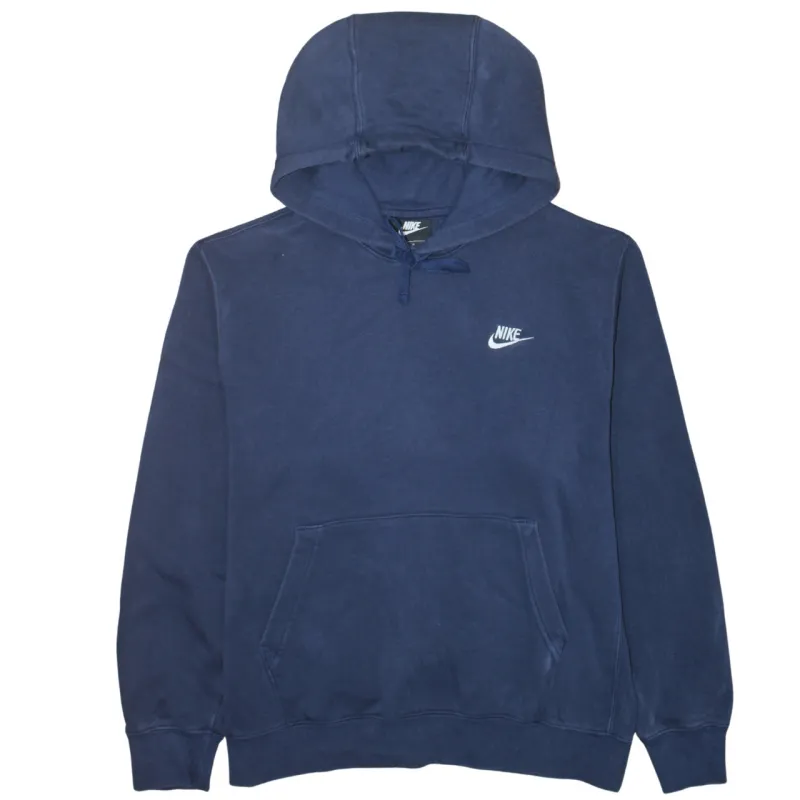 Nike Navy Blue Hoodie Men's Medium Embroidered Swoosh Logo Front Pocket Pullover Sweatshirt sold by Vintage Club