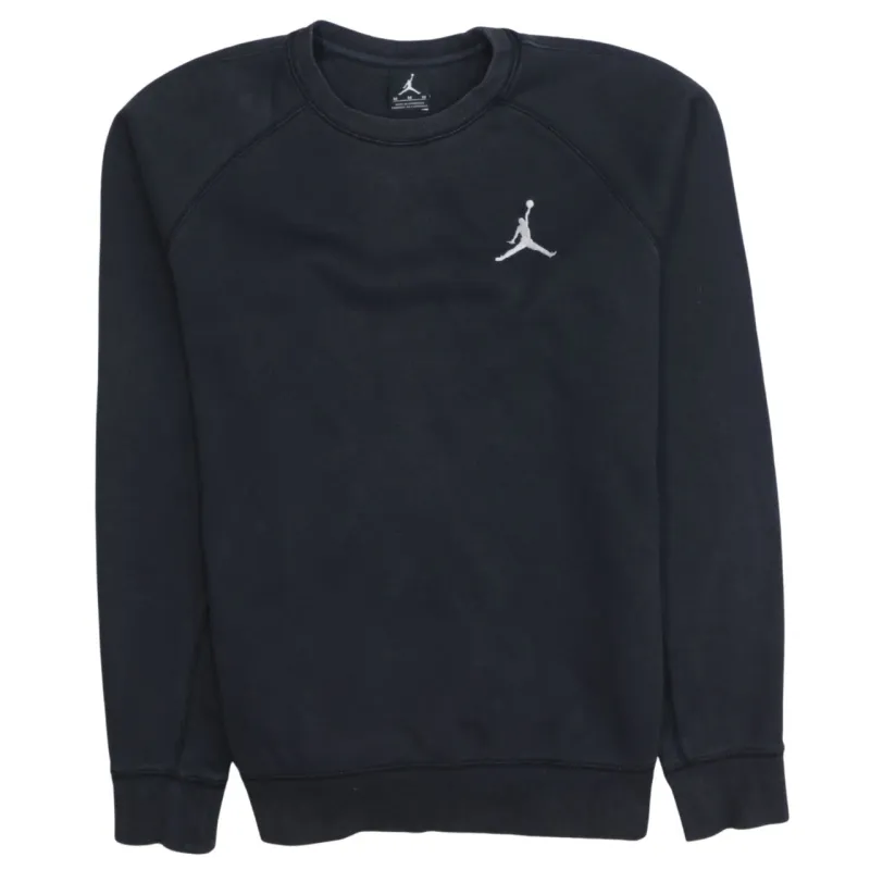 Jordan Black Sweatshirt Men's Medium Embroidered Jumpman Logo Crewneck Pullover Fleece Top sold by Vintage Club