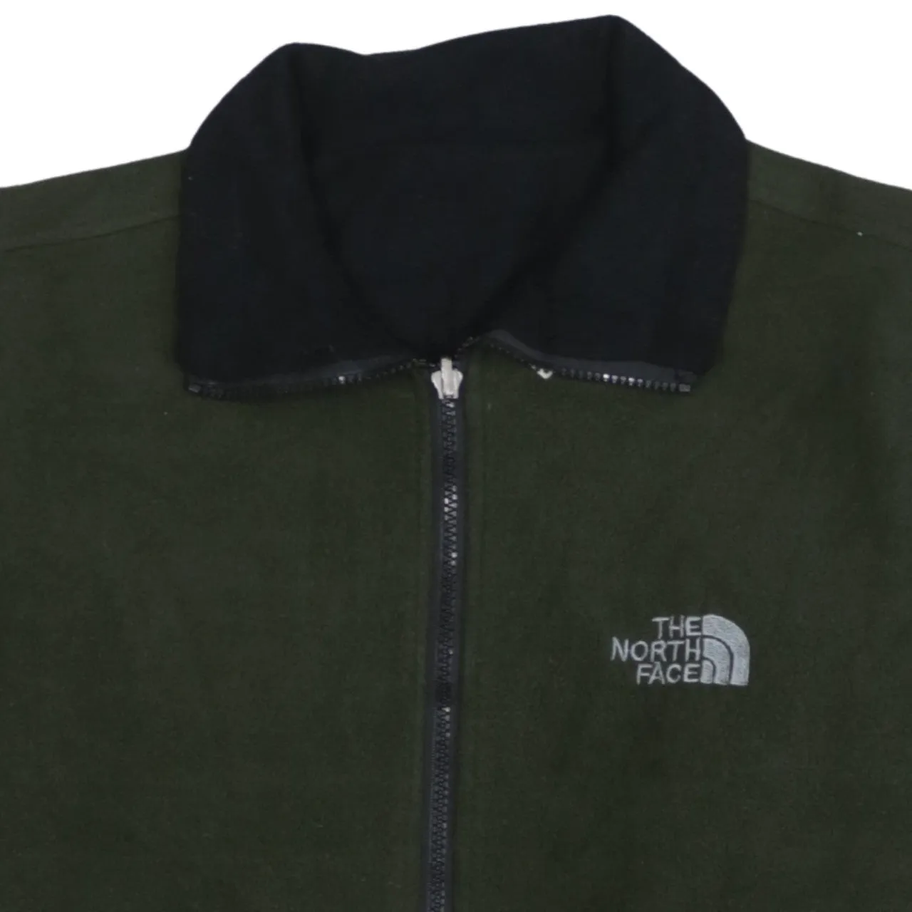 The North Face Dark Green Fleece Jacket Men's Medium Embroidered Chest Logo Zip Front sold by Vintage Club product image thumbnail 3