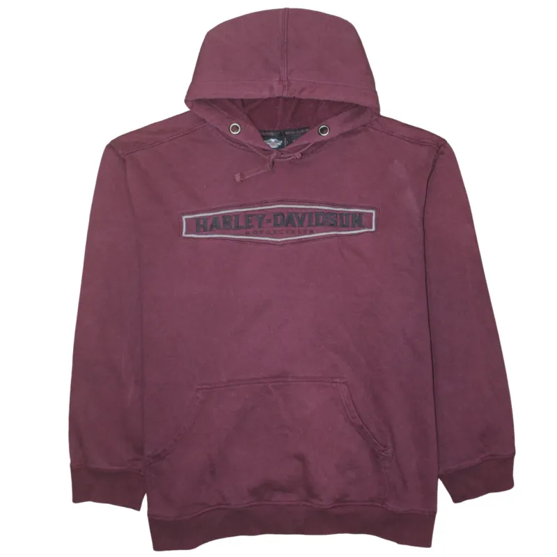 Harley Davidson Burgundy Red Hoodie Women’s XXXLarge Embroidered Logo Front Pocket Pullover Sweatshirt made by Harley-Davidson