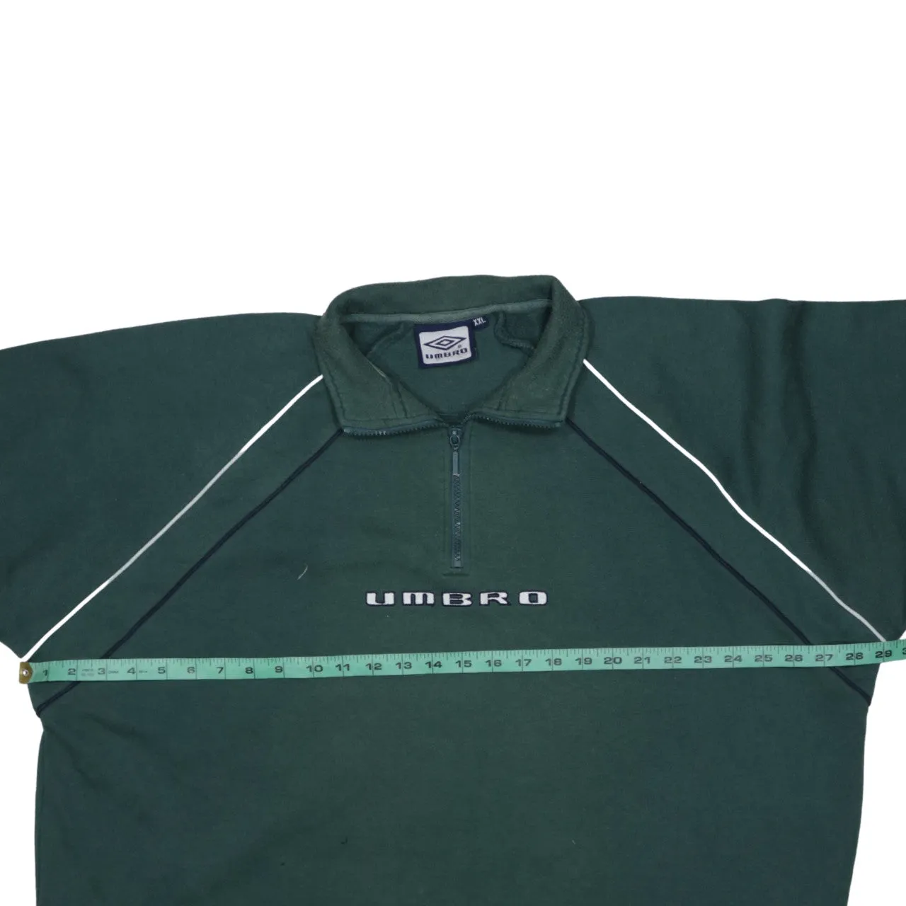 Umbro Dark Green Sweatshirt Men’s XXLarge Half Zip Embroidered Logo Piping Pullover Top sold by Vintage Club product image thumbnail 5