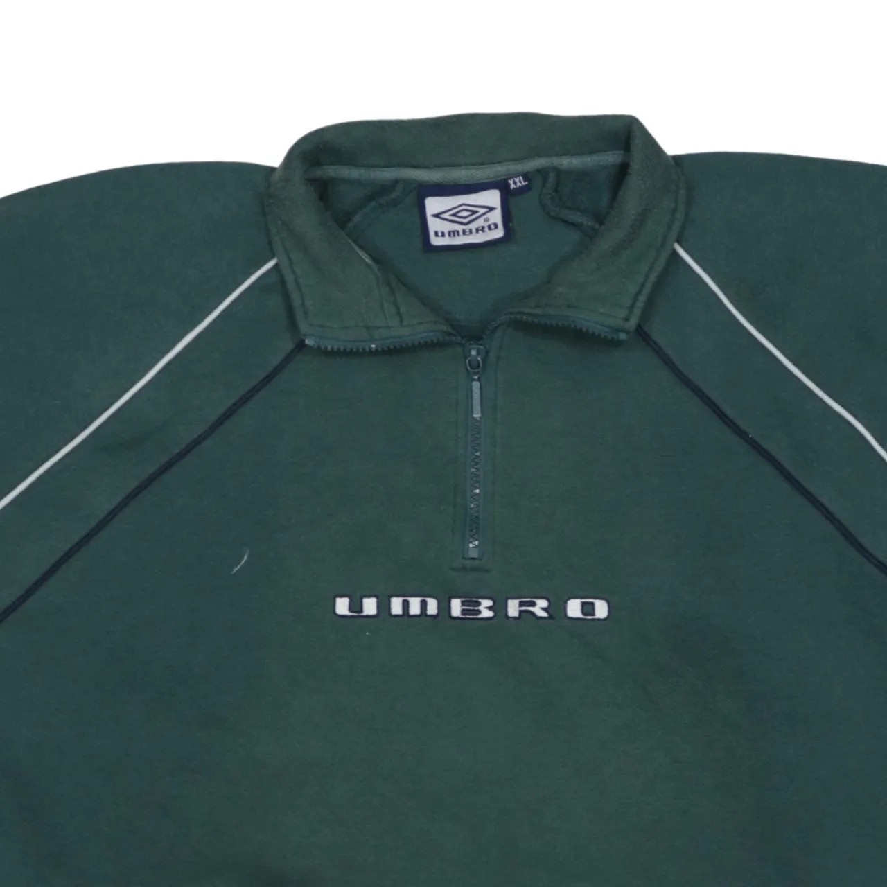 Umbro Dark Green Sweatshirt Men’s XXLarge Half Zip Embroidered Logo Piping Pullover Top sold by Vintage Club product image thumbnail 3