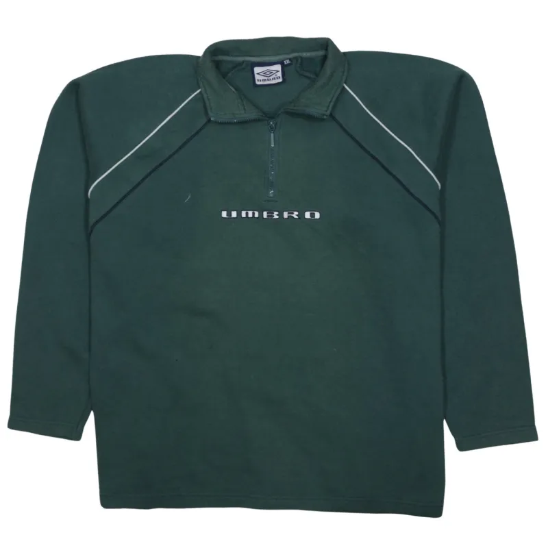 Umbro Dark Green Sweatshirt Men’s XXLarge Half Zip Embroidered Logo Piping Pullover Top made by Umbro
