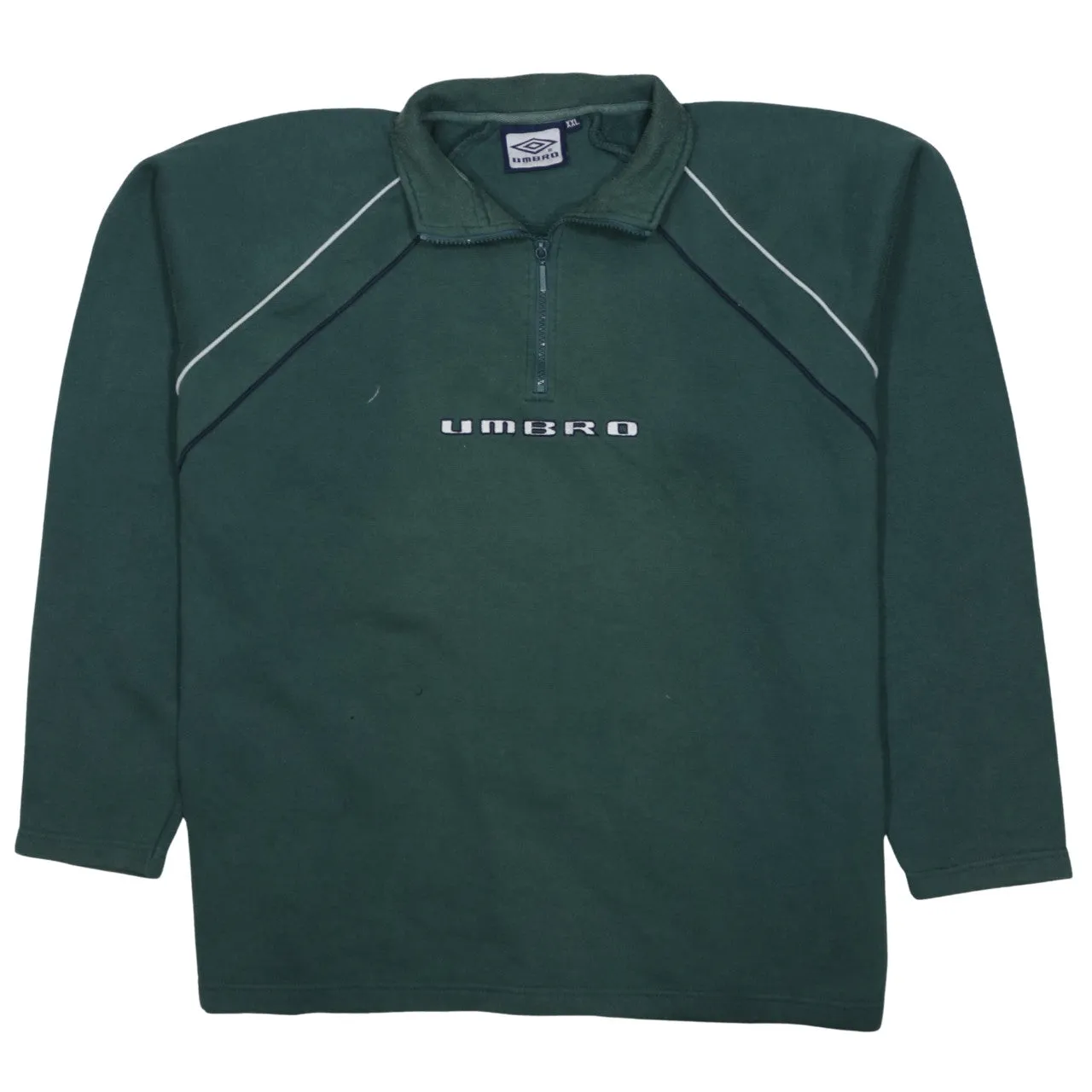 Umbro Dark Green Sweatshirt Men’s XXLarge Half Zip Embroidered Logo Piping Pullover Top sold by Vintage Club