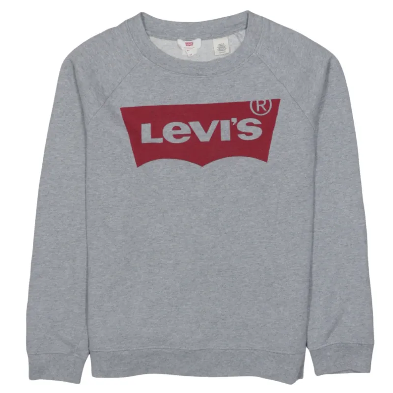 Levi's Grey Sweatshirt Men's XSmall Printed Batwing Logo Crewneck Pullover Fleece Top sold by Vintage Club