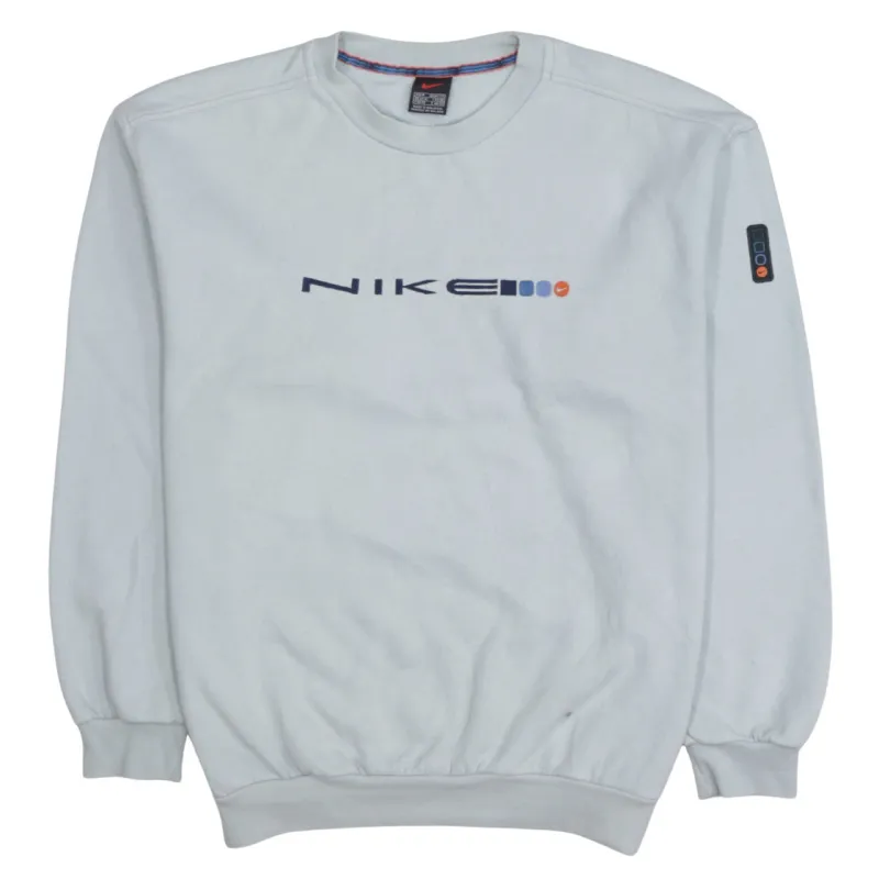 Nike Light Blue Sweatshirt Men’s Medium Printed Logo Crewneck Pullover Fleece Top made by Nike