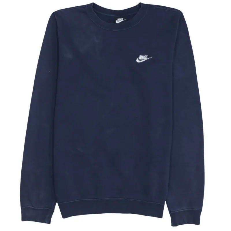 Nike Navy Blue Sweatshirt Men's Small Embroidered Swoosh Logo Crewneck Pullover Jumper sold by Vintage Club