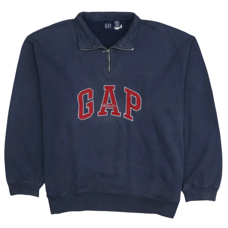 Gap Navy Blue Quarter Zip Sweatshirt Men's XXLarge Embroidered GAP Athletic Logo Pullover Fleece Top made by GAP