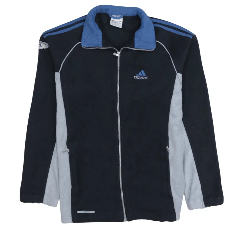 Adidas Black Fleece Jacket Men’s Medium Full Zip Embroidered Logo Three Stripe Track Top sold by Vintage Club