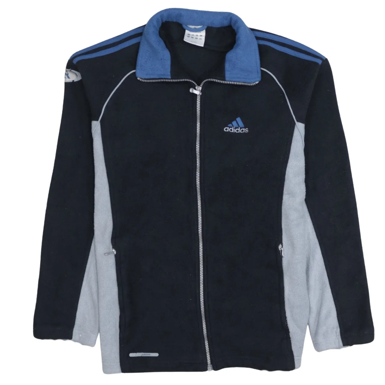 Adidas Black Fleece Jacket Men’s Medium Full Zip Embroidered Logo Three Stripe Track Top sold by Vintage Club