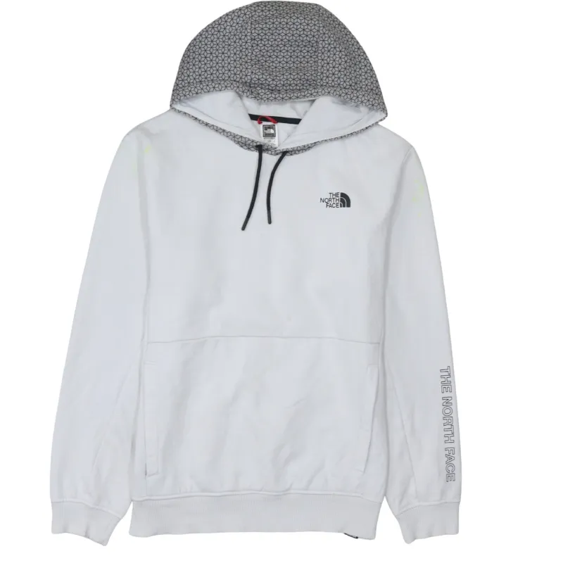 The North Face White Hoodie Men’s Large Printed Logo Pattern Hood Sleeve Branding Sweatshirt sold by Vintage Club