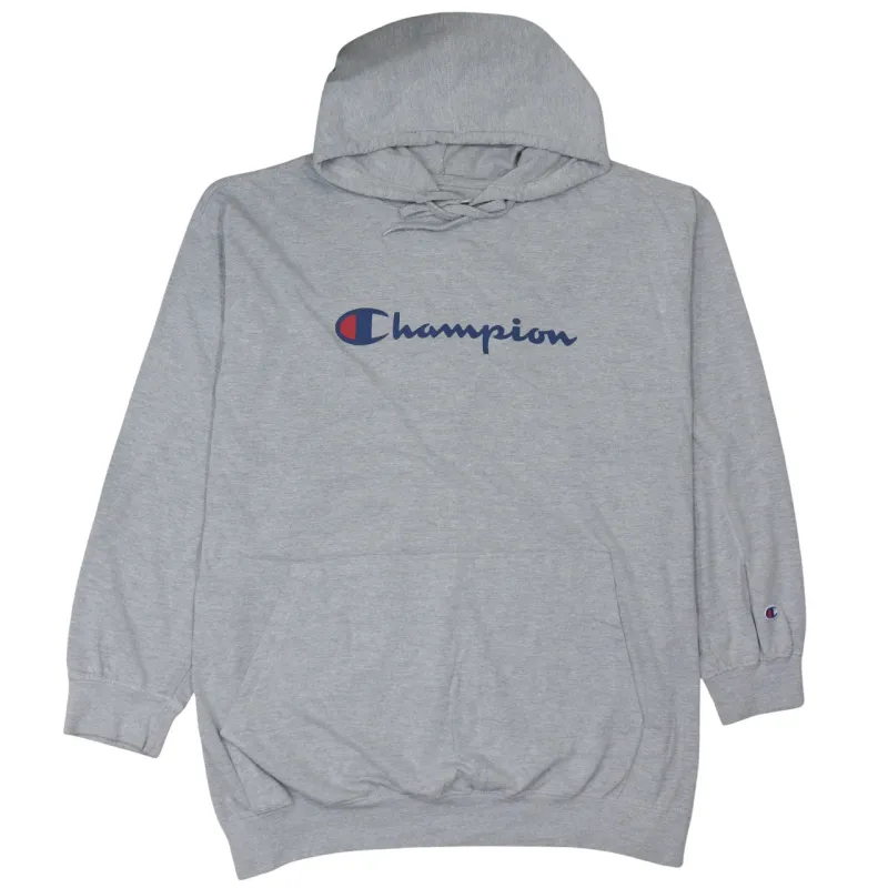 Champion Grey Hoodie Men's XXLarge Printed Script Logo Front Pocket Pullover Sweatshirt sold by Vintage Club