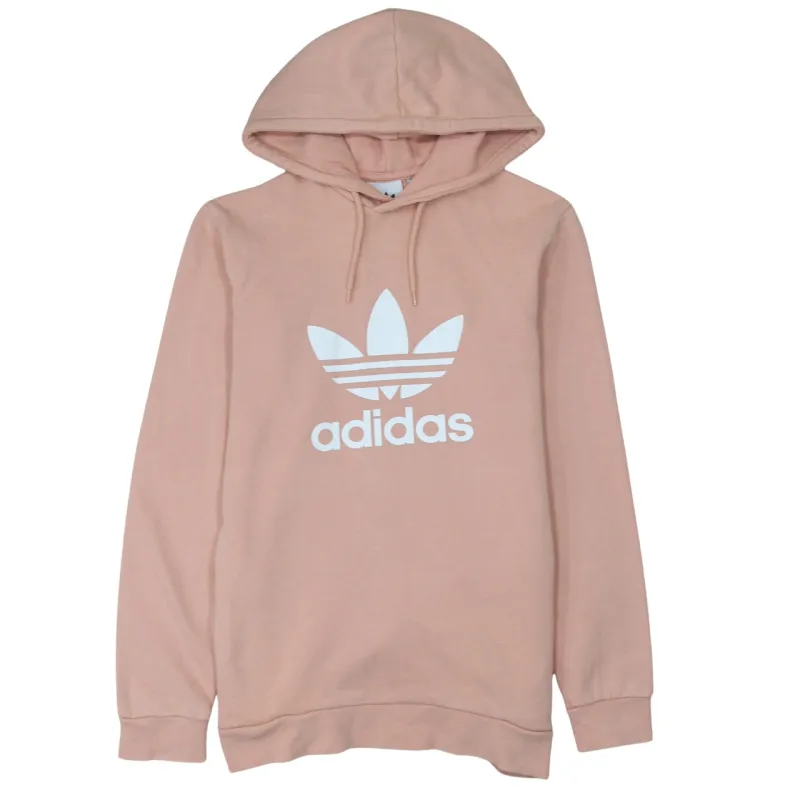 Adidas Pink Trefoil Hoodie Men's XSmall Printed Logo Drawstring Hood Pullover Sweatshirt sold by Vintage Club