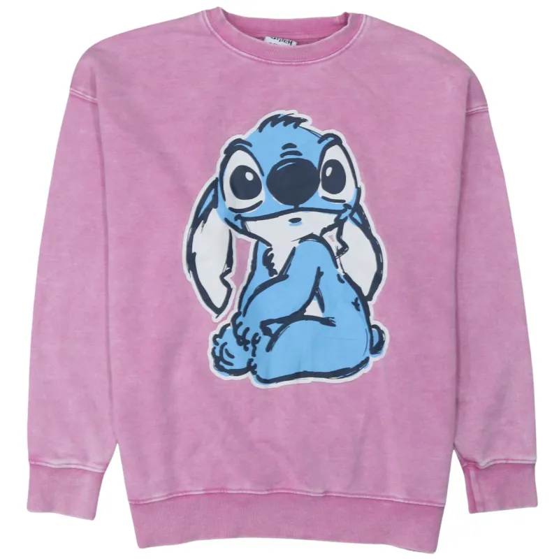 Disney Pink Sweatshirt Women’s XXSmall Printed Stitch Graphic Fleece Lined Pullover Top sold by Vintage Club