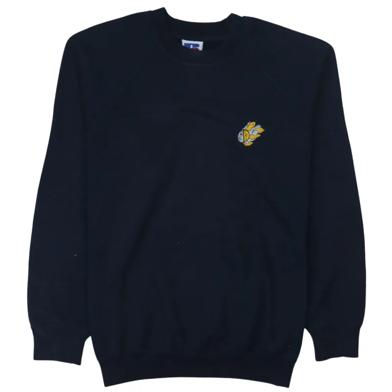 Russell Athletic Navy Blue Sweatshirt Men's Medium Embroidered Chest Logo Crewneck Pullover sold by Vintage Club