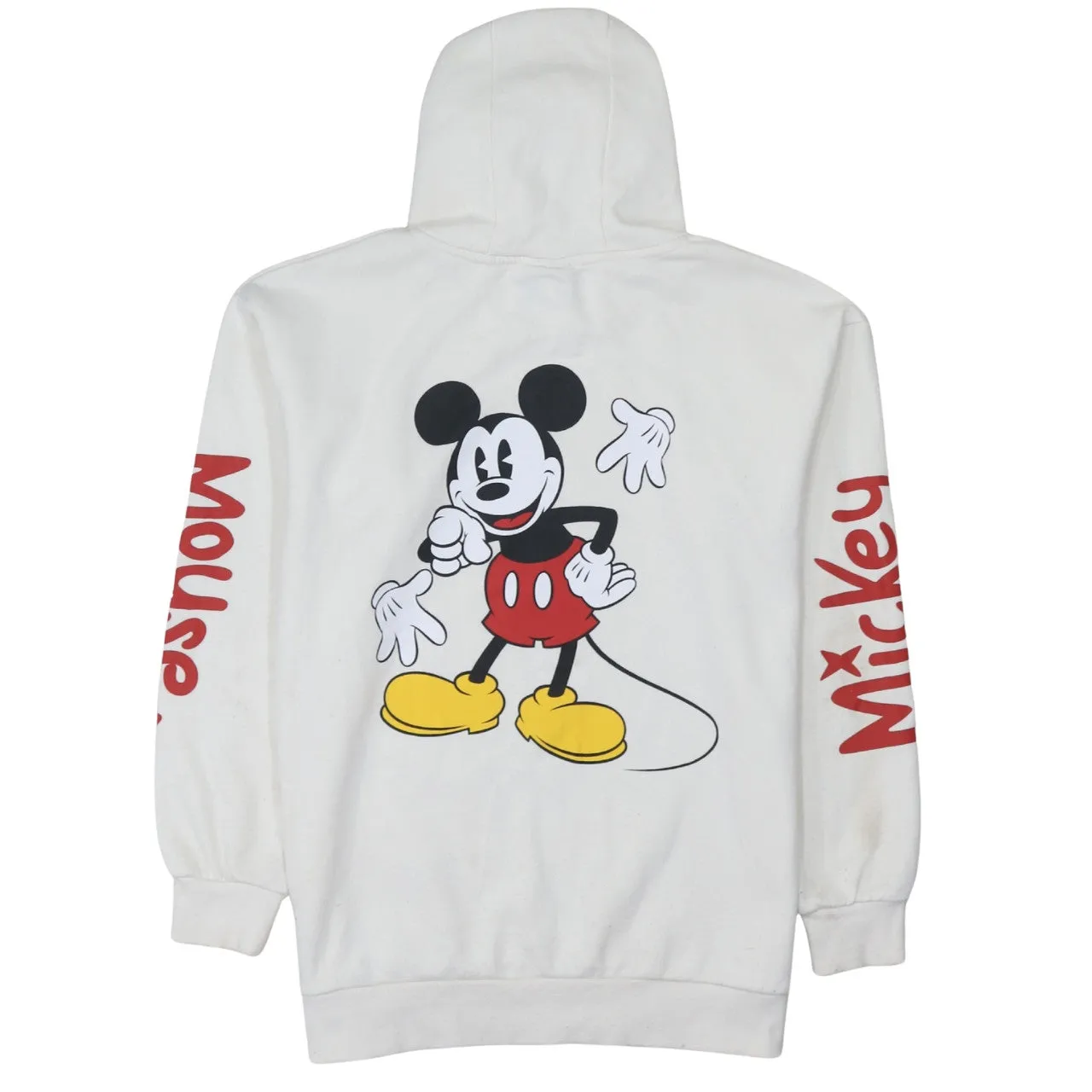 Disney White Hoodie Women’s Medium Printed Mickey Mouse Sleeve Logo Pullover Sweatshirt sold by Vintage Club product image thumbnail 2
