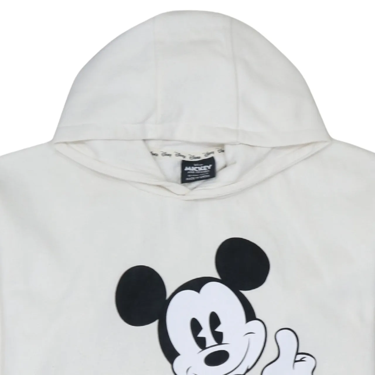 Disney White Hoodie Women’s Medium Printed Mickey Mouse Sleeve Logo Pullover Sweatshirt sold by Vintage Club product image thumbnail 3