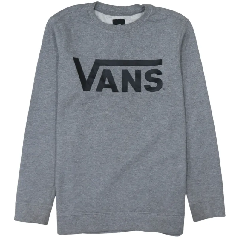 Vans Grey Sweatshirt Women's Large Printed Chest Logo Crewneck Pullover Fleece Top sold by Vintage Club