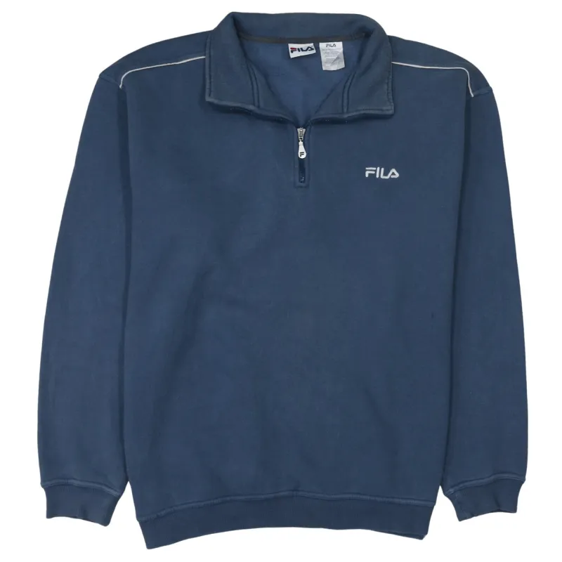 Fila Navy Blue Quarter Zip Sweatshirt Women’s 2XL Embroidered Logo Fleece Pullover Top sold by Vintage Club