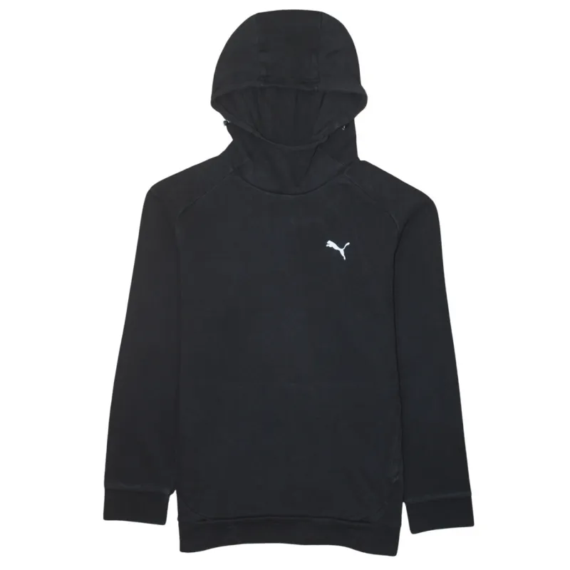 Puma Black Hoodie Men's Small Embroidered Cat Logo Funnel Neck Pullover Sweatshirt sold by Vintage Club