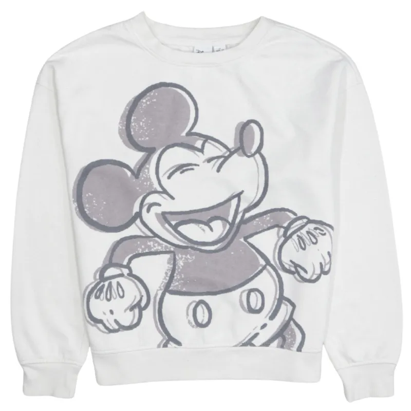 Disney White Sweatshirt Women’s XSmall Printed Mickey Mouse Graphic Crewneck Pullover Top sold by Vintage Club