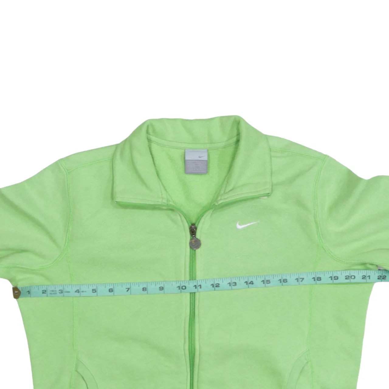 Nike Light Green Full Zip Sweatshirt Women's Large Embroidered Swoosh Funnel Neck Jacket Top sold by Vintage Club product image thumbnail 5