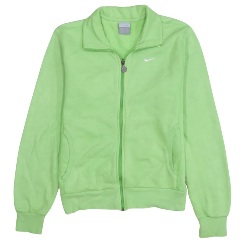 Nike Light Green Full Zip Sweatshirt Women's Large Embroidered Swoosh Funnel Neck Jacket Top made by Nike