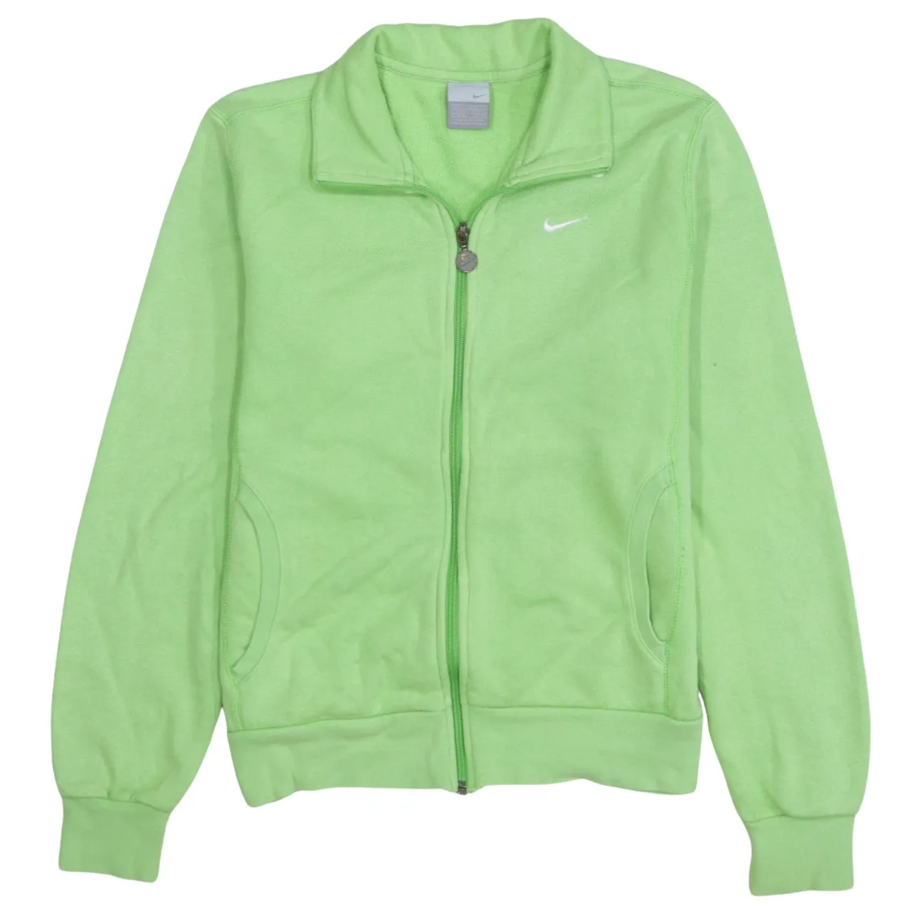 Nike Light Green Full Zip Sweatshirt Women's Large Embroidered Swoosh Funnel Neck Jacket Top sold by Vintage Club