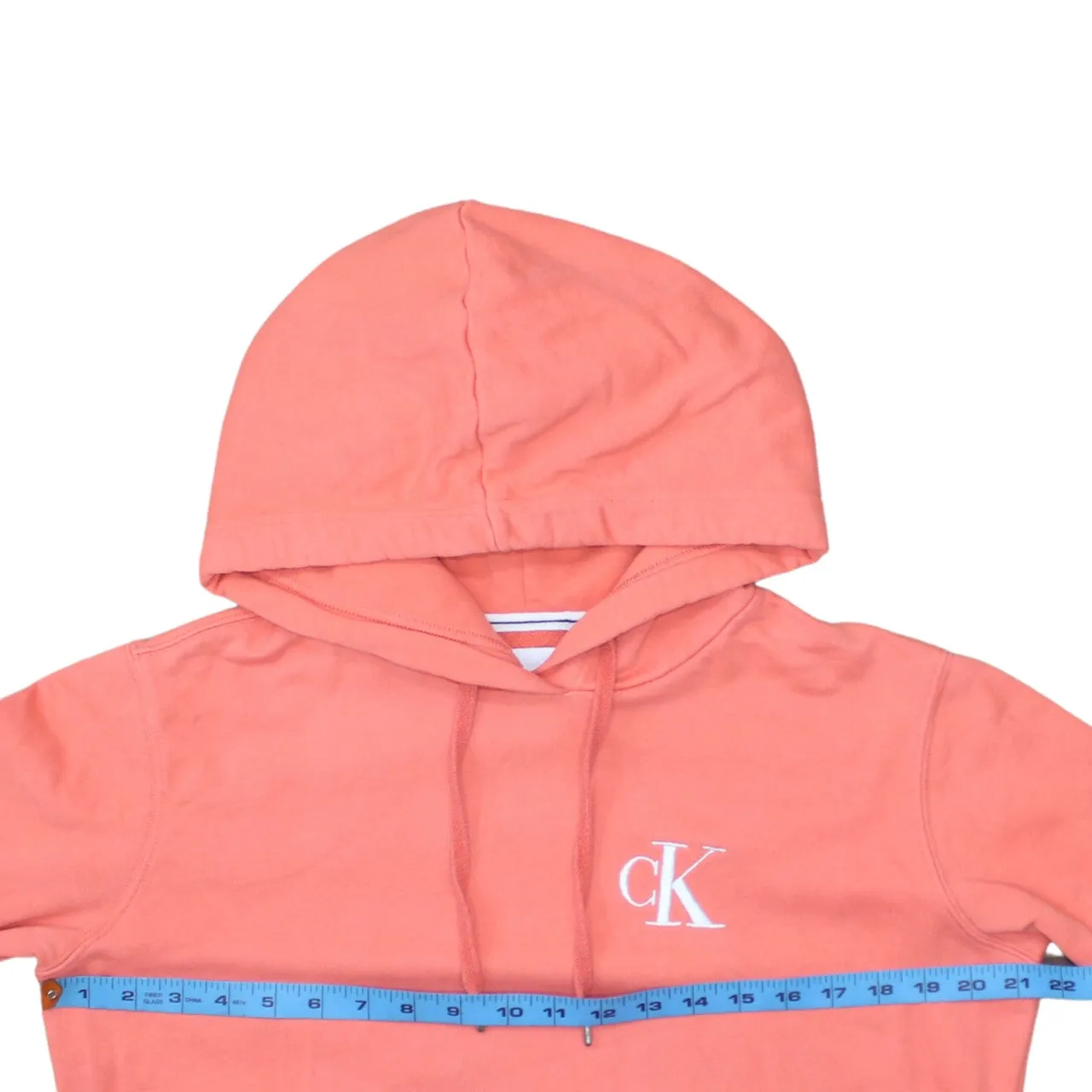 Calvin Klein Coral Pink Hoodie Men’s Small Embroidered CK Logo Front Pocket Pullover Sweatshirt sold by Vintage Club product image thumbnail 5