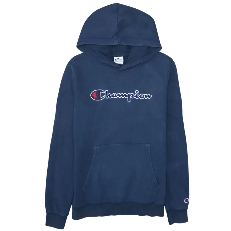 Champion Navy Blue Hoodie Women’s XXLarge Embroidered Script Logo Front Pocket Pullover Sweatshirt sold by Vintage Club