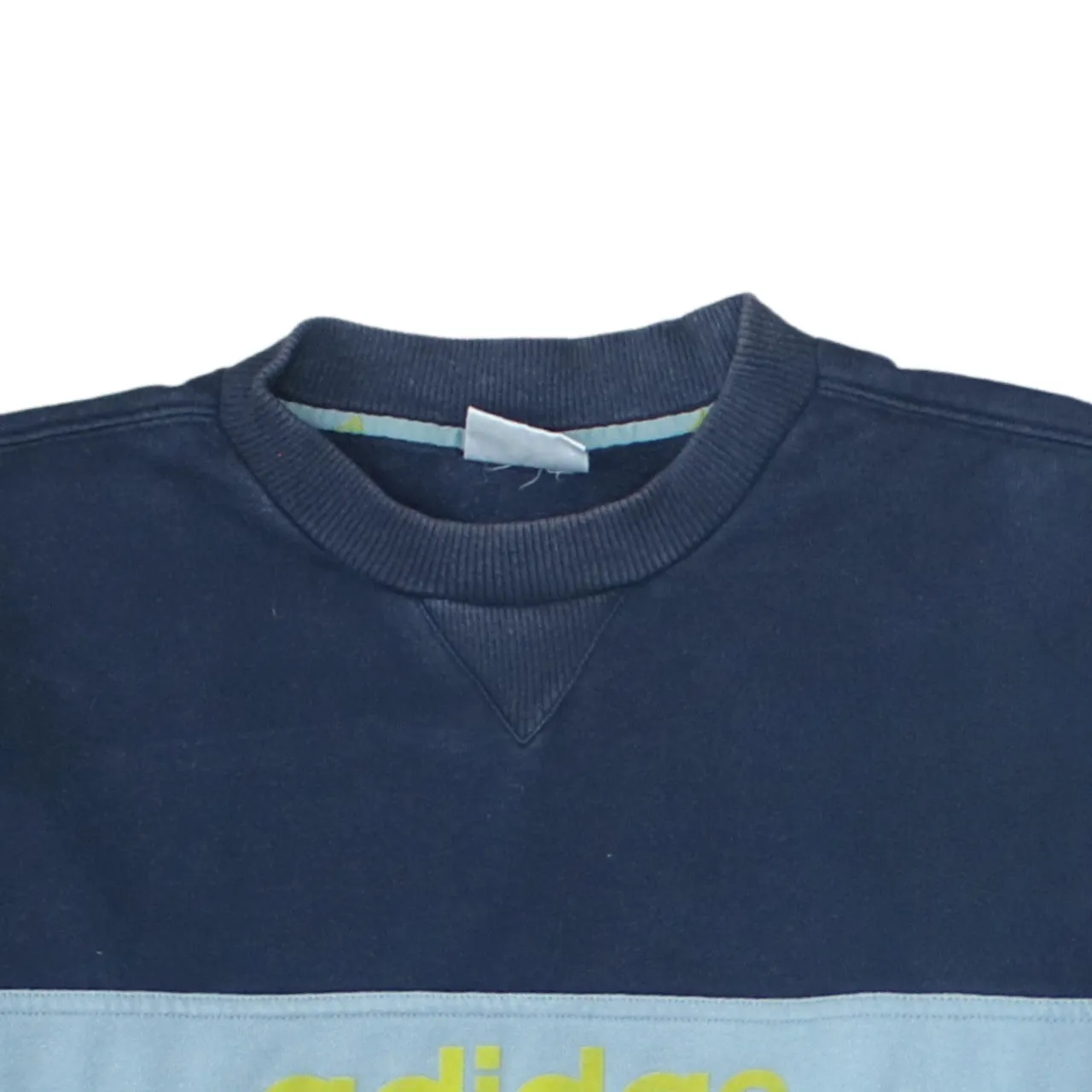 Adidas Navy Blue Sweatshirt Men's Medium Big Logo Panel Crewneck Pullover Top sold by Vintage Club product image thumbnail 3