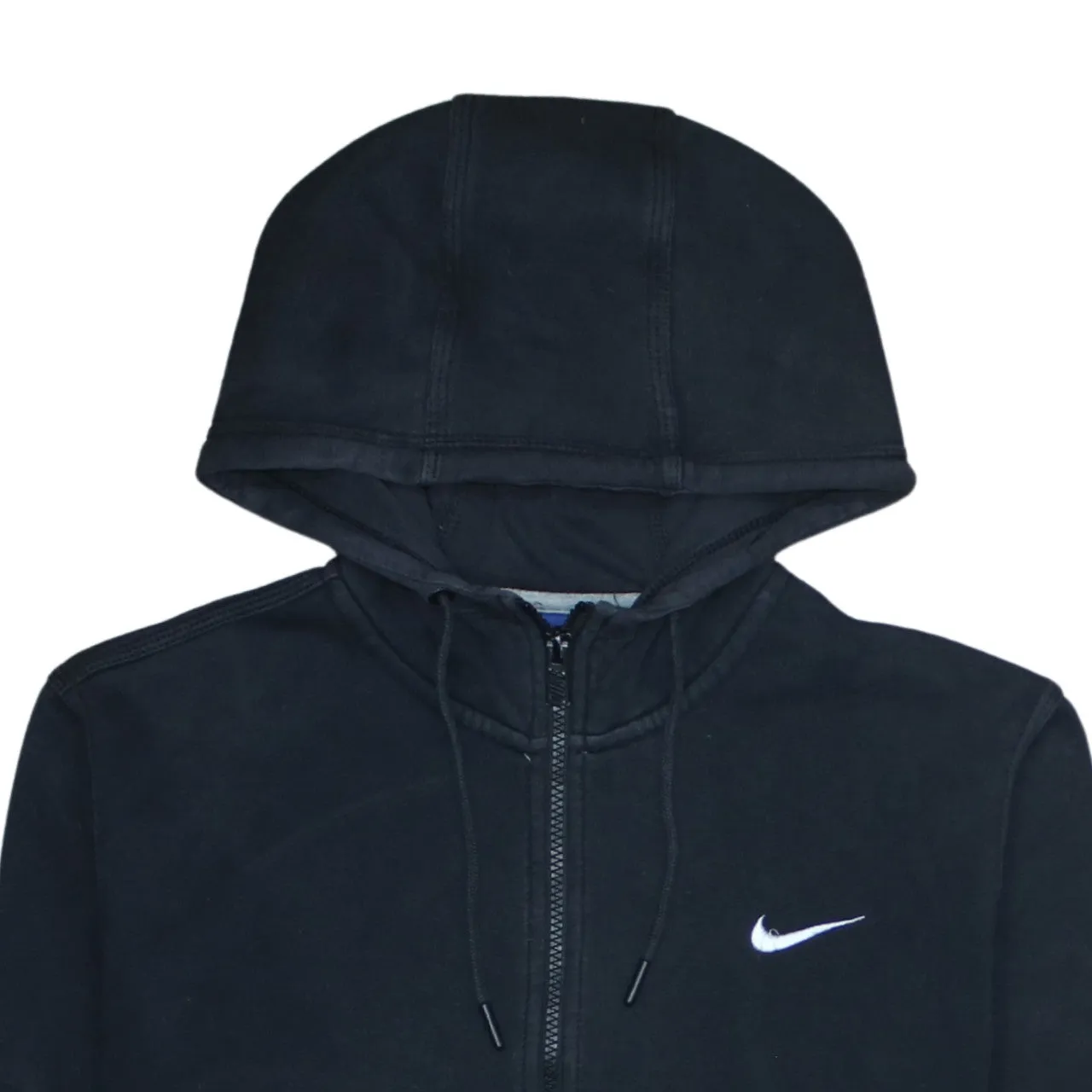 Nike Black Full Zip Hoodie Men's Medium Embroidered Swoosh Drawstring Hood Pockets Sweatshirt sold by Vintage Club product image thumbnail 3