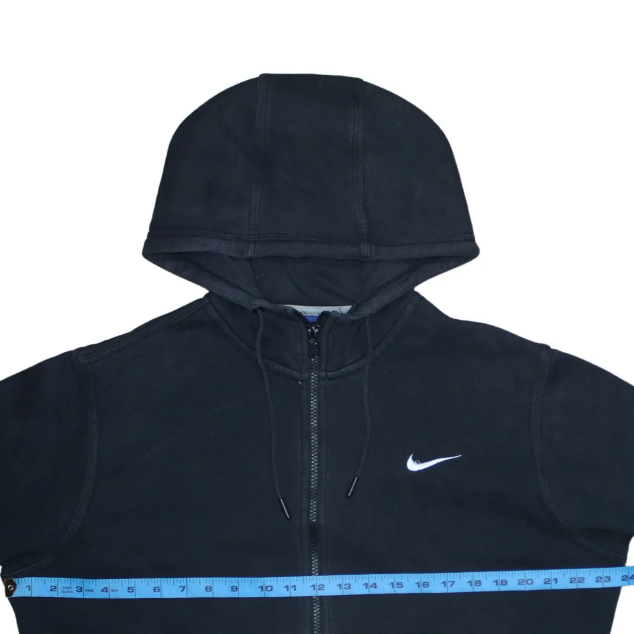 Nike Black Full Zip Hoodie Men's Medium Embroidered Swoosh Drawstring Hood Pockets Sweatshirt sold by Vintage Club product image thumbnail 5