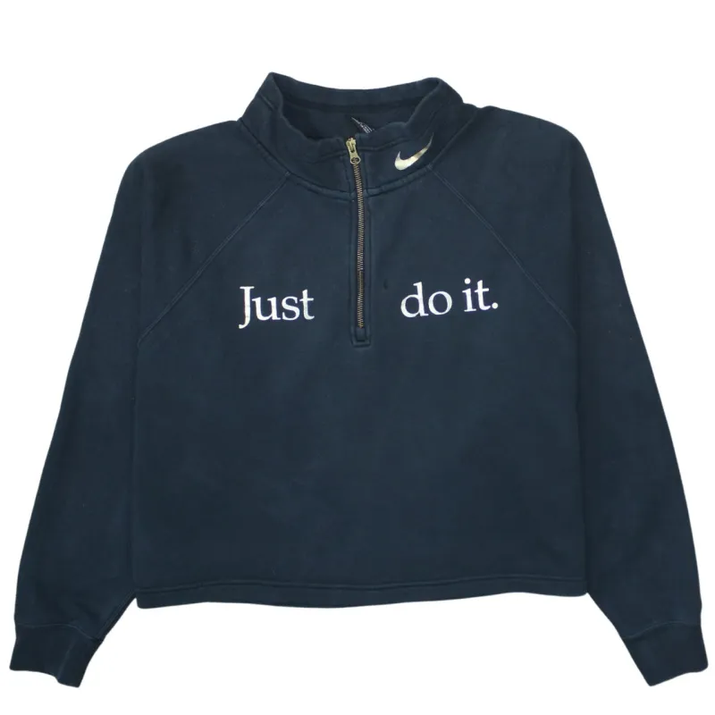 Nike Black Quarter Zip Sweatshirt Women's XLarge Embroidered Just Do It Swoosh Logo Pullover Fleece Top sold by Vintage Club