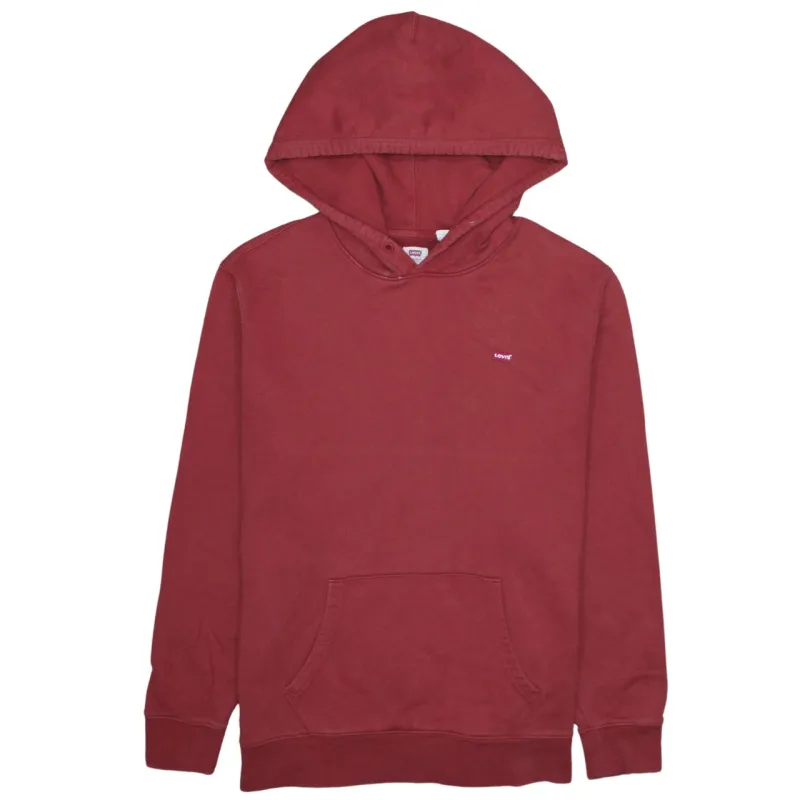 Levi's Burgundy Red Hoodie Men's Large Small Chest Logo Pocket Pullover Sweatshirt made by Levi's