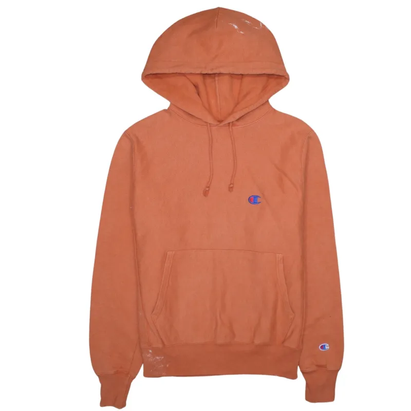 Champion Burnt Orange Hoodie Men's Small Embroidered Logo Front Back Pullover Sweatshirt sold by Vintage Club
