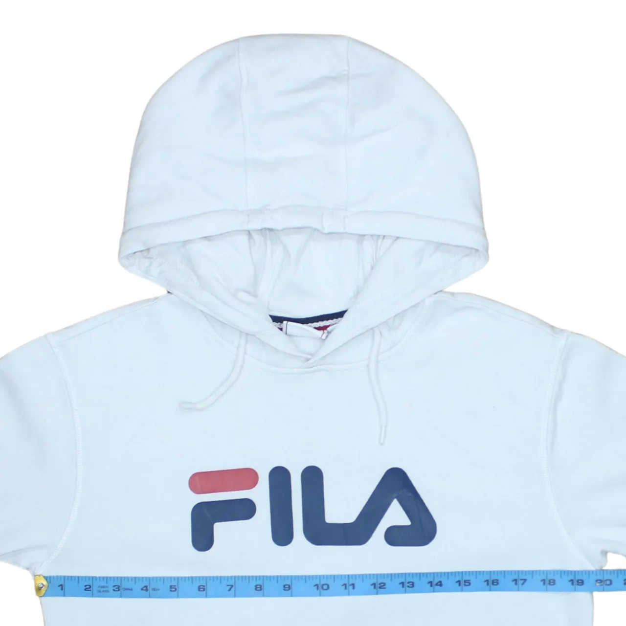 Fila White Hoodie Men’s Small Printed Logo Front Pocket Drawstring Hood Sweatshirt sold by Vintage Club product image thumbnail 5