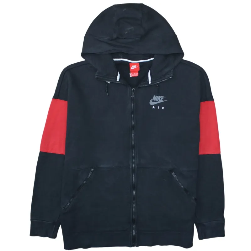 Nike Black Red Full Zip Hoodie Women’s XXL Printed Nike Air Logo Split Colour Sweatshirt sold by Vintage Club