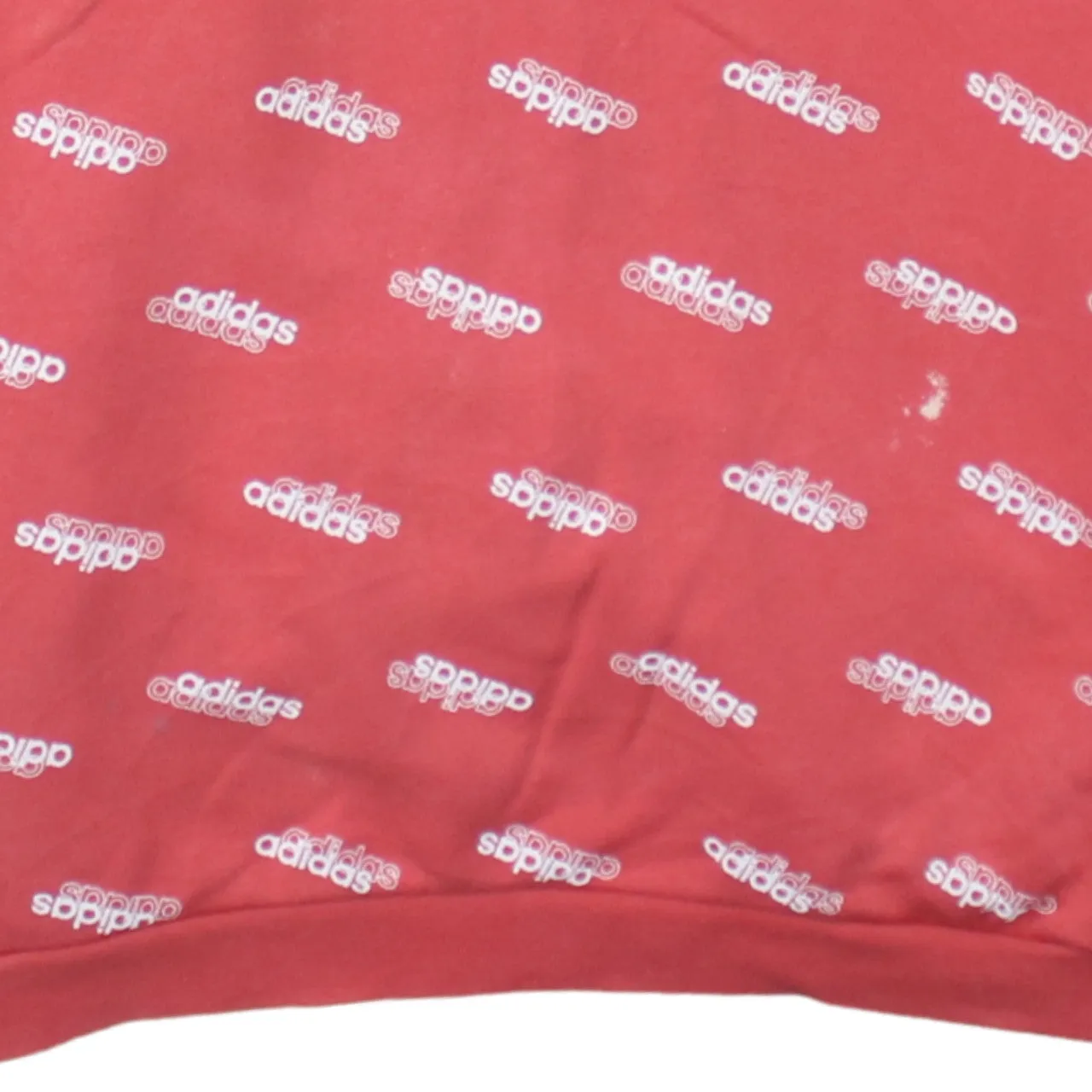 Adidas Coral Red Hoodie Women's Large All Over Logo Printed Front Branding Sweatshirt Top sold by Vintage Club product image thumbnail 4