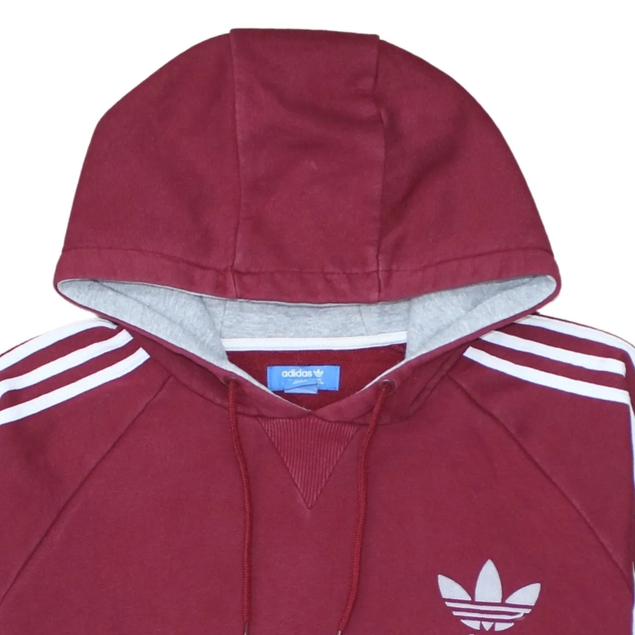 Adidas Burgundy Red Hoodie Women’s XLarge Embroidered Trefoil Logo Three Stripe Sleeves Pullover Sweatshirt sold by Vintage Club product image thumbnail 3